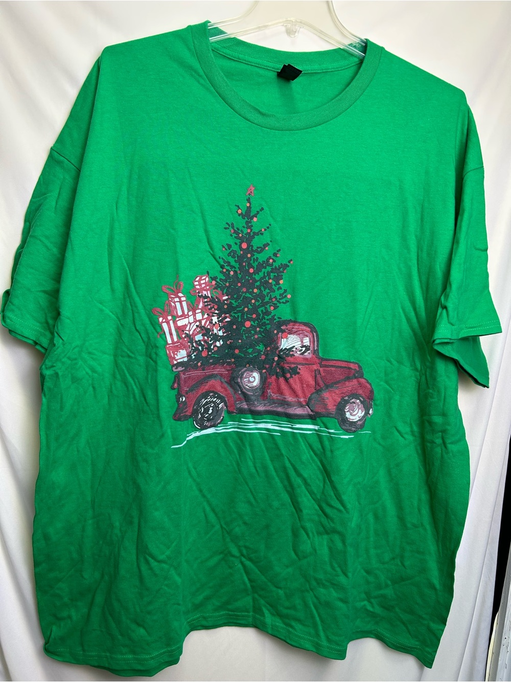 Vintage Truck Loaded for Christmas- Green Short Sleeve